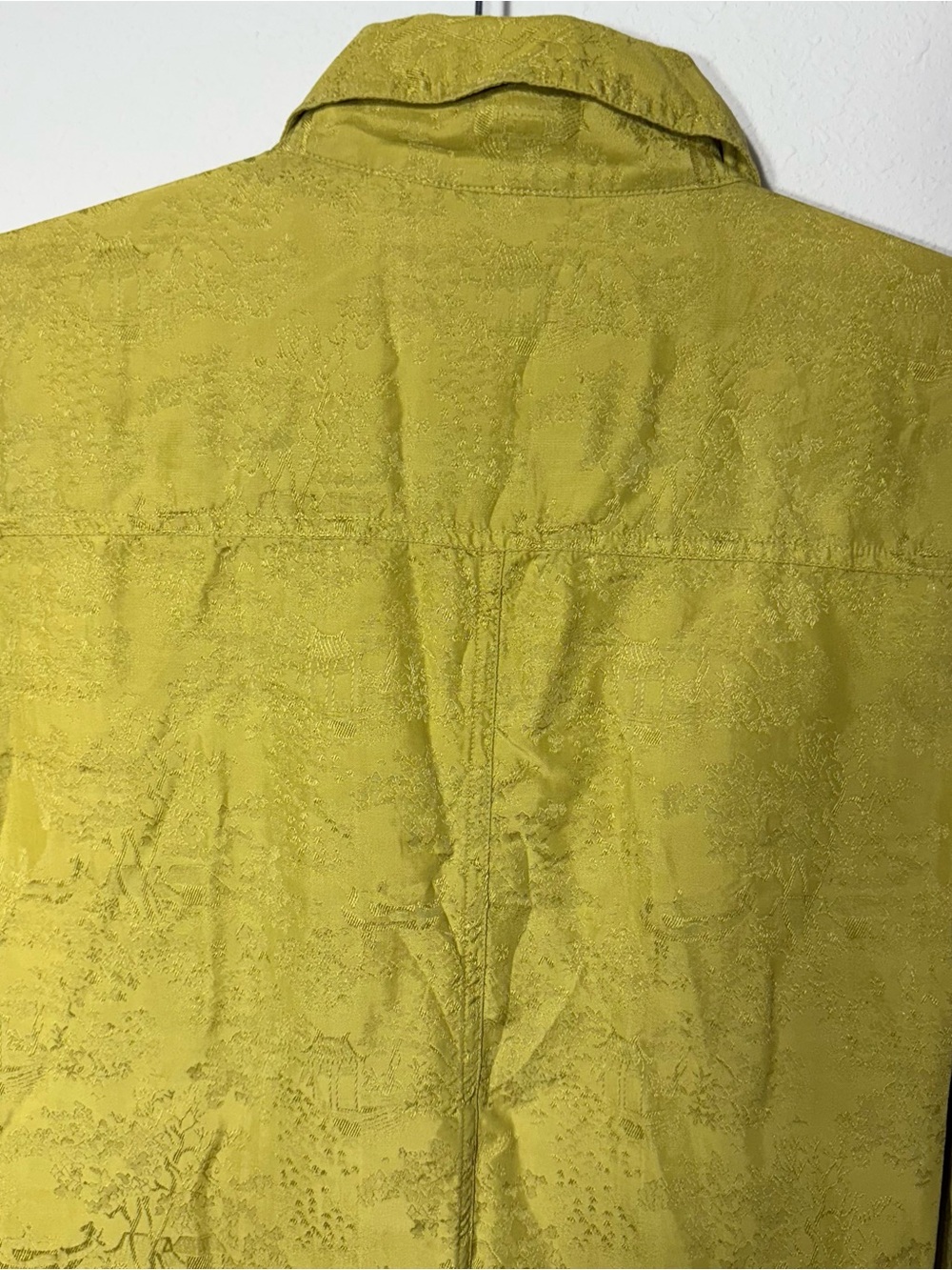 Chico’s Size 1 Yellow Jacquard Button Front Jacket Blouse Lightweight Casual - Picture 7 of 7